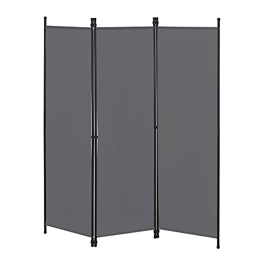 [en.casa] Raumteiler Huesca 3-teilig 150x171 cm Paravent Trennwand 3-TLG. Sichtschutz Stellwand Spanische Wand Dunkelgrau