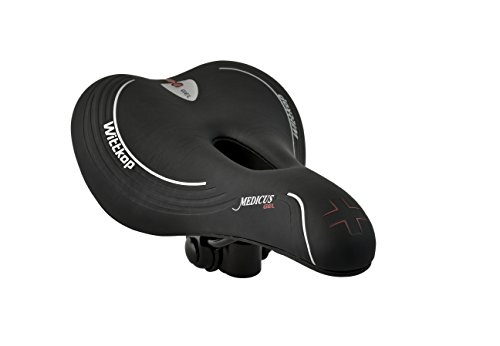 Büchel WITTKOP Fahrradsattel mit 3 Sitzkomfortzonen und komfortabler Gel-Federung | bequemer Fahrrad Sattel für Damen & Herren I MTB, Trekking, City, Schwarz