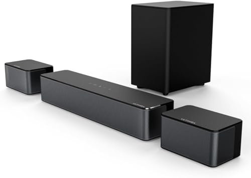 ULTIMEA 5.1 3D Surround Sound System, 320W Soundbar für TV Geräte mit Subwoofer und 2 Rear-Lautsprechern, Surround und Bass Einstellbare Heimkino TV Lautsprecher, BassMax und SurroundX Technologie