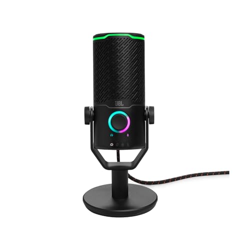 JBL Quantum Stream Studio – USB-Mikrofon mit dreifachem Kondensator und vier Aufnahmemustern für Streaming, Aufnahmen und Gaming – Schwarz