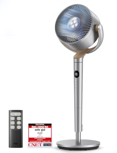 DREO 20dB leiser Standventilator, 120°+120° Omni-direktionale oszillierende Ventilator, 26M Windentfernung, 1200m³/h Luftvolumen Echt Turbo-Luftzirkulator Fans, 102CM Höhe 3 Modi 8-Geschwindigkeit