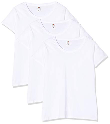 Fruit of the Loom Damen Lady-fit Original Tee, 3 Pack T-Shirt, Weiß (White 30), (Herstellergröße: Small) (3er Pack)