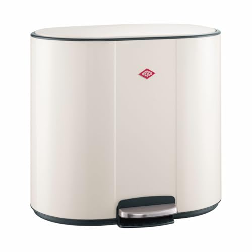 WESCO Multicollector 3 Tretabfalleimer sandmatt aus pulverbeschichtetem Stahlblech, 1 x 25 Liter und 2 x 12 Kunststoffbehälter, Metall-Fußtritt, praktischer Handgriff, Geruchsfilter, Deckelarretierung