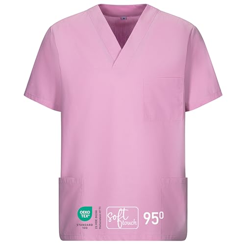 EXNER Medizinischer Schlupf-Kasack, OP-Kasack, Unisex, für Krankenpflege, Altenpflege, Farbe Flieder, Größe S