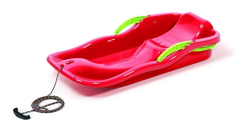 Prosperplast Schlitten Race Rot | schneller Kunststoffschlitten für Schnee & Abfahrten | robust & frostbeständig | leicht & kompakt | strapazierfähig & langlebig | 87×40×18 cm