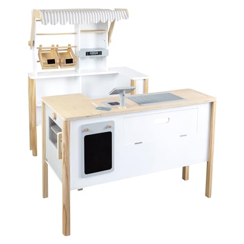 Small Foot Kaufladen und Kinderküche 'fresh' aus Holz, ab 3 Jahren, mit Zubehör, 11436, Weiß