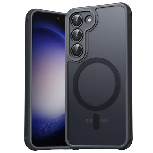 EASDNB für Samsung Galaxy S23 Hülle für Magsafe mit Kameraschutz, Magnetisch Handyhülle für Samsung S23 Hülle, Stoßfeste Kratzfeste Durchscheinende Schutzhülle für Galaxy S23 Case, Schwarz