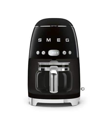 Smeg, DCF02BLEU, Filter-Kaffeemaschine, Aroma und Autostart-Funktion, Glaskaraffe bis 12 Tassen, 2 Intensitätsniveaus, Warmhaltefunktion, 1050W, Schwarz