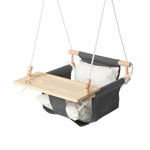KINSPORY Kinderschaukel aus Holz, Babyschaukel, Baby Swing, Holzschaukel für Kinder, Schaukeln für türrahmen, Schaukel Holz, Kleinkinderschaukel