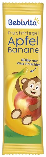 Bebivita Fruchtriegel Apfel-Banane (20 x 25g), Süße nur aus Früchten, der ideale Snack für zwischendurch & unterwegs, perfekt für die Brotzeitbox