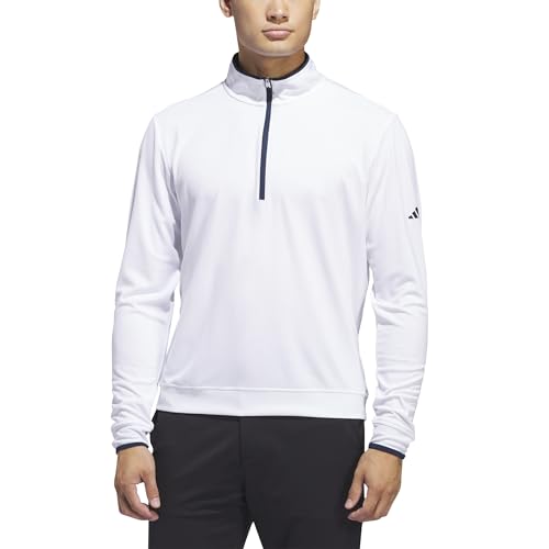 adidas Herren Lightweight Half-Zip Top Sweatshirt, White, L