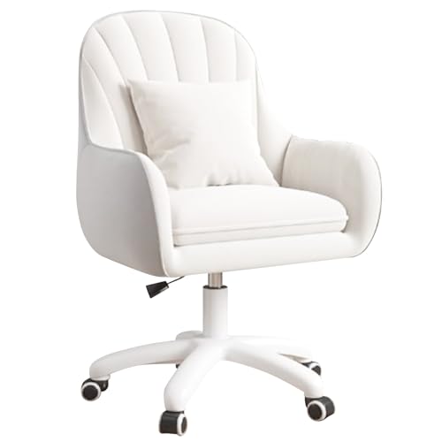 Aivermeil Ergonomischer Bürostuhl Samt Drehstuhl mit Kopfstütze Weiß