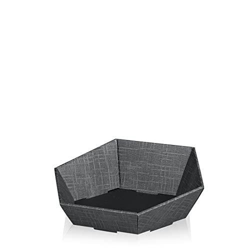 schenken-24 1 x Präsentkorb 6-eck Schiefergrau - Maße 29x27 cm - Geschenkkorb - Präsentkörbe - Geschenkverpackung -