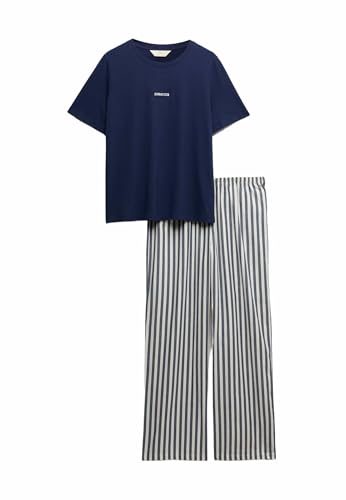 Marks & Spencer Schlafanzug Regular Fit Marineblau-Mix L