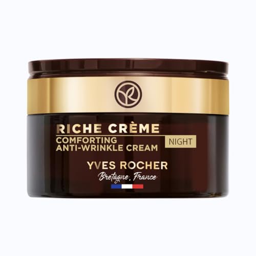 Yves Rocher RICHE CRÈME - Antifalten-Nachtpflege -Regenerierende Anti-Aging Creme mit Öl aus 1000 Rosen für intensive Zellregeneration - 50 ml