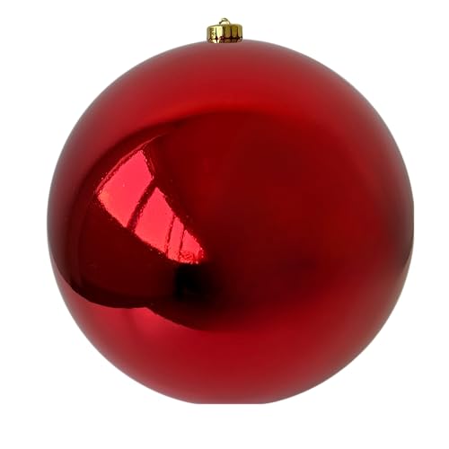 CB Home & Style Weihnachtskugel bruchfest Plastik Kunststoff Christbaumkugel Baumkugel glänzend groß XXL (Weihnachtsrot, 20 cm)