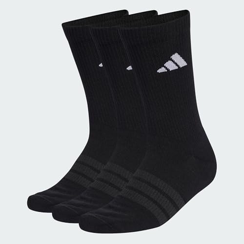 adidas Unisex CUSHIONED SPORTSWEAR CREW SOCKS 3 PAIR PACK, black/black/white, 40-42