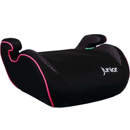 Kindersitzerhöhung ECE R129 Autositz für Kinder Sitzerhöhung Auto I-Size Kindersitz (SCHWARZ/PINK)