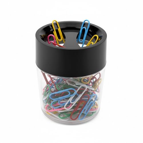 D.RECT Klammernspender Magnet-Klammernspender Büroklammerbox Büroklammerspender mit 100 Stück Büroklammern Rund