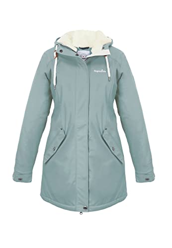 Regenliebe Damen Regenmantel Friesennerz mit Teddyfleece gefüttert, Größe:42, Farbe:hellblau