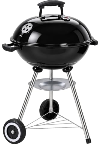 Nexos Kugelgrill Holzkohlegrill mit Deckel Thermometer 41,5 cm Grillwagen