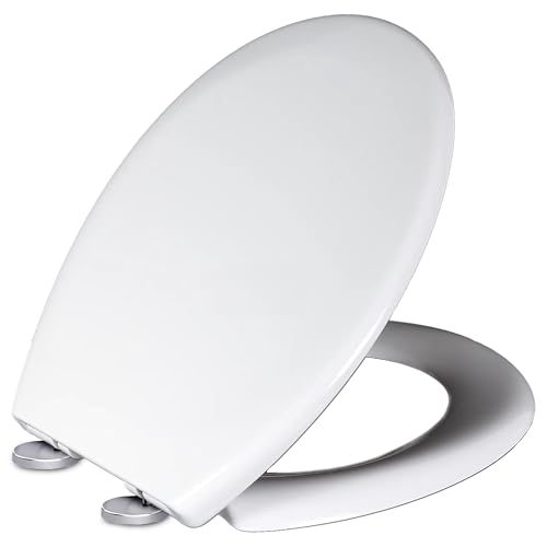 Retoo Toilettensitz WC Sitz langsam fallend, Toilettendeckel für einfach Reinigung, Antibakterieller Klodeckel, Universal Klobrille kompatibel passend für viele WC-Modelle, Einfache Montage, Weiß