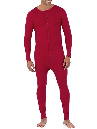 Fruit of the Loom Herren Hochwertiger Thermo-Anzug Pyjamahose, Rot/Ausflug, einfarbig (Getaway Solids), X-Large