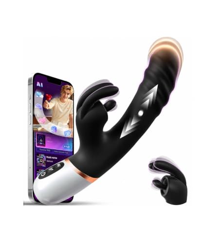 Unikrealer Dildo mit Stoßfunktion Vibratorensets für Frauen Klitoris G Punkt Vibration für Frauen 12 Modi Rabbit Vibrator Dildos Sex Spielzeug für die Frau Analplug Analvibratoren Sexspielzeug +APP