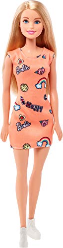 Mattel Barbie FJF14 Chic Puppe im Orangen Kleid mit Prints
