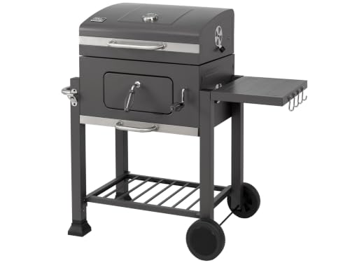 Koll Living Holzkohlegrill Lyv | Grillwagen mit Deckel, Thermometer & höhenverstellbarer Kohlewanne für optimale Hitzesteuerung | Seitenablage & Rollen