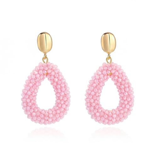 Boho Ohrringe hängend für Damen,Tropfenförmige Reisperlen Leichte Ohrringe Eleganter Hingucker für Frauen Modischer Schmuck