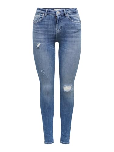 ONLY Damen Onlpower Life Mid Push Sk Dt Rea264 Noos Jeans, Medium Blue Denim, XL / 30L EU