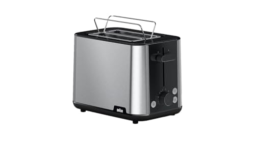 Braun PurShine HT1510BK Toaster, 2 Slot Toaster, 8 Toast Levels, Overheating and Defrosting Functions, Tray, 900 W, Black