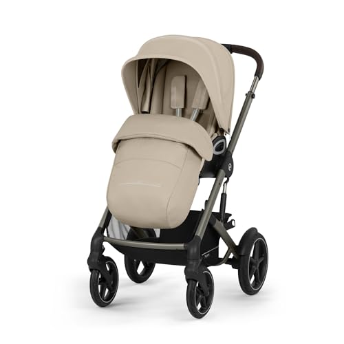 CYBEX Gold TALOS S LUX Kinderwagen, Ab Geburt bis 22 kg (ca. 4 Jahre), Mit Offroad-Federung, verstellbarem Griff und ergonomischer Liegeposition, Almond Beige