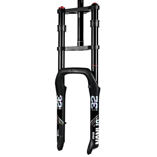 NANLIO Doppelschulter Luftfedergabel für E-Bike MTB | 20 26 x 4,0 Zoll Schneefahrrad Vorderradgabel | 135 x 9 mm Achse | 160 mm Federweg | Fahrrad Luft-Öl-Dämpfung Gabel (135x9MM 20x4.0)