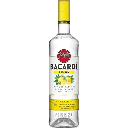 BACARDÍ Limón, 27% Vol., 100 cl / 1 L, weißer Rum mit Zitrone, Limette und Grapefruit, frischer Zitrusgeschmack
