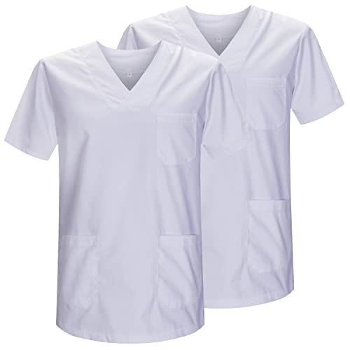 MISEMIYA - Packung 2 STK. - SANITÄRE CASACA Unisex SANITÄRE Uniformen SANITÄRE UNIFORM MEDIZINISCHE UNIFORM - Ref. 817 * 2 - Large, Weiß 21