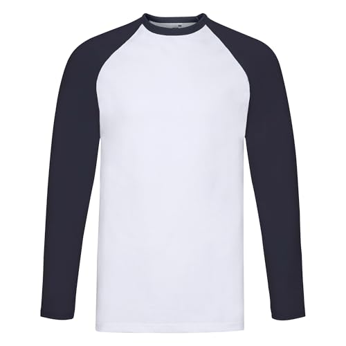 VALUEWEIGHT LONG SLEEVE BASEBALL T | Farbe: WHITE/DEEP NAVY, Größe: L