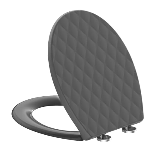 SREWOHS PRO WC Sitz O-Form Universal aus PP, Absenkautomatik, Rauten Grau