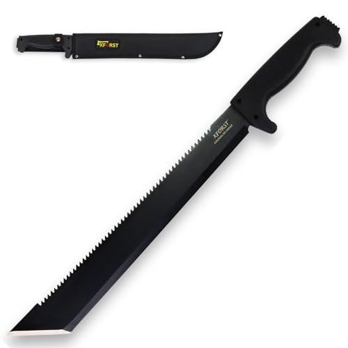 Xforst Machete MREC mit Sägeblatt, gesamtlänge 53 cm. Mit rutschfestem Gummi-Griff und feststehender Klinge. Für Outdoor, Survival und Bushcraft.
