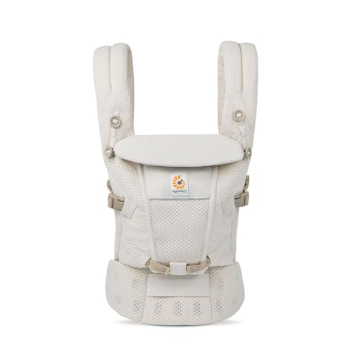Ergobaby Adapt Babytrage für Neugeborene ab Geburt, 3-Positionen SoftFlex Mesh Ergonomische Babybauchtrage Rückentrage Baby-Tragetasche, Natural Beige, 1 Einheit