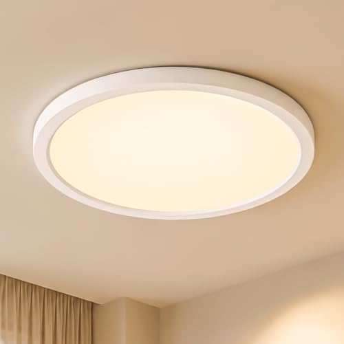 LQWELL LED Deckenleuchte IP44 Badlampe Rund Flach 18W 4000K 1980lm 22cm