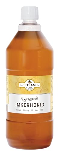 Breitsamer Blütenhonig Imkergold flüssig 1,5 kg Flasche für Küchenprofis Aromatischer Honig ideal für Großverbraucher Hotels Gastronomie (1 x 1500g)