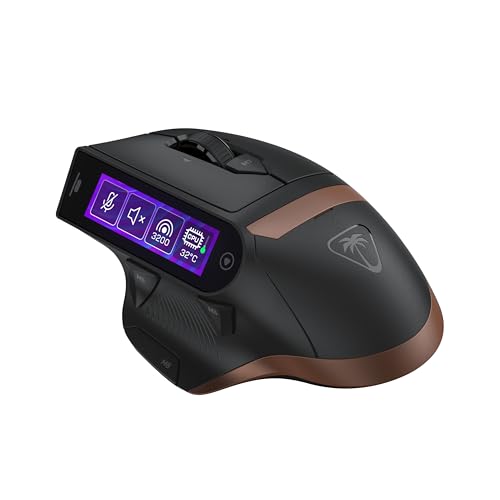 Turtle Beach Command Series MC7 Wireless Gaming-Maus - mit integriertem Touchscreen-Display, echte 8K-Abrufrate, optischer Owl-Eye-Sensor mit 30.000 DPI, Titan Optical Switches, Ladestation