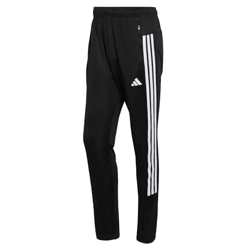 adidas Men's Workout Essentials All-Set 3-Stripes Knit Pant, Black/White, L