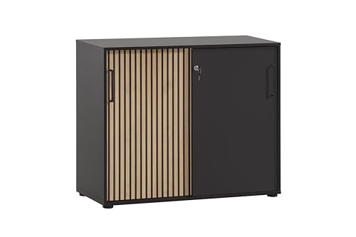 Schildmeyer Aktenschrank Hank 701972, Schwarzmatt/Akustikpaneel Optik, 100 x 41 x 83,6 cm