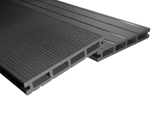Endorphin® WPC Terrassendielen Komplettset 2-50m² Anthrazit - Mit Unterkonstruktion & Clips – WPC Dielen Wetterfest Und Pflegeleicht – Hohlkammerdiele Rutschfest – Dielenlänge 220cm (40qm)