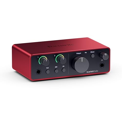 Focusrite Scarlett Solo 4. Gen USB-Audio-Interface für Gitarristen, Sänger und Produzenten — Aufnahmen in HiFi-Studioqualität sowie sämtliche Software, die Sie zur Aufnahme benötigen