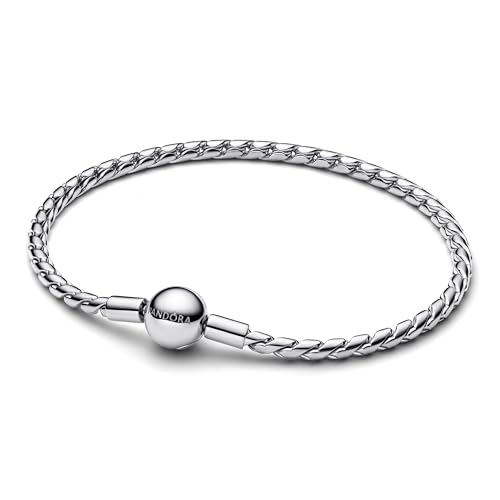 PANDORA Moments Runder Verschluss Flügel-Kettenarmband aus Sterling Silber, Kompatibel Moments, Größe: 19cm, 594028C00-19