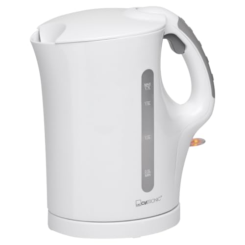 Clatronic® Wasserkocher | Kettle | Wasserkocher 1,7 L mit automatischer & manueller Abschaltung | herausnehmbarer Kalkfilter | max. 2200Watt | Wasserkocher | WK 3819 weiß
